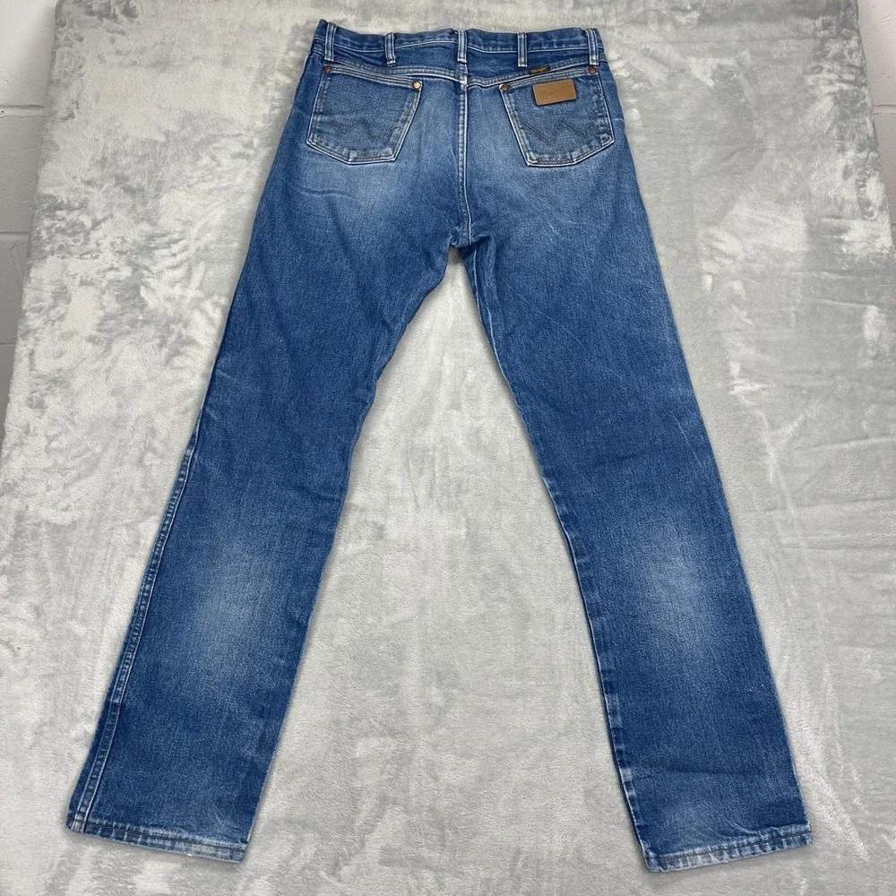 Wrangler Jeans Mens 36x36 Blue Denim 13MWZ Faded Slim Cowboy Cut Straight Leg